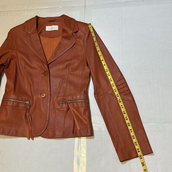 Elegance Paris women’s brown cognac leather jacket size US 2 - Picture 15 of 16